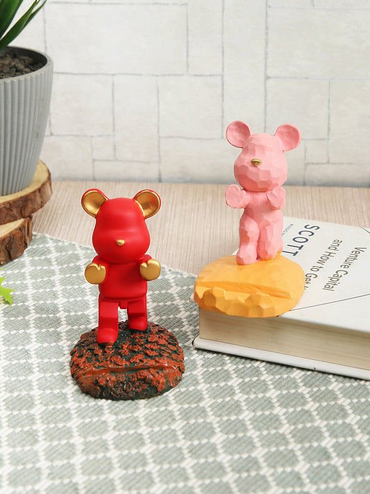 Pink & Red 2-Pieces Mobile Phone Stand Holder Showpieces