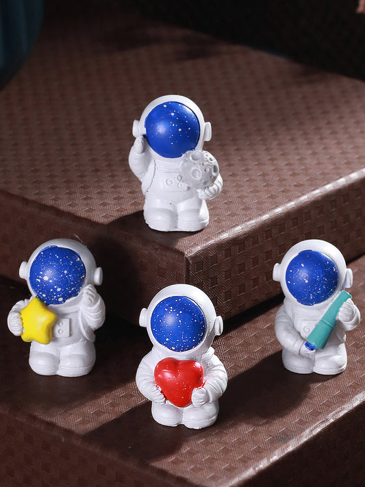 White & Blue 4 Pieces Astronaut Miniature Figurine Showpieces