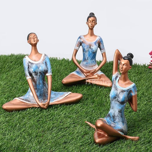 Set of 3 Yoga Posture Lady Showpiece for Home