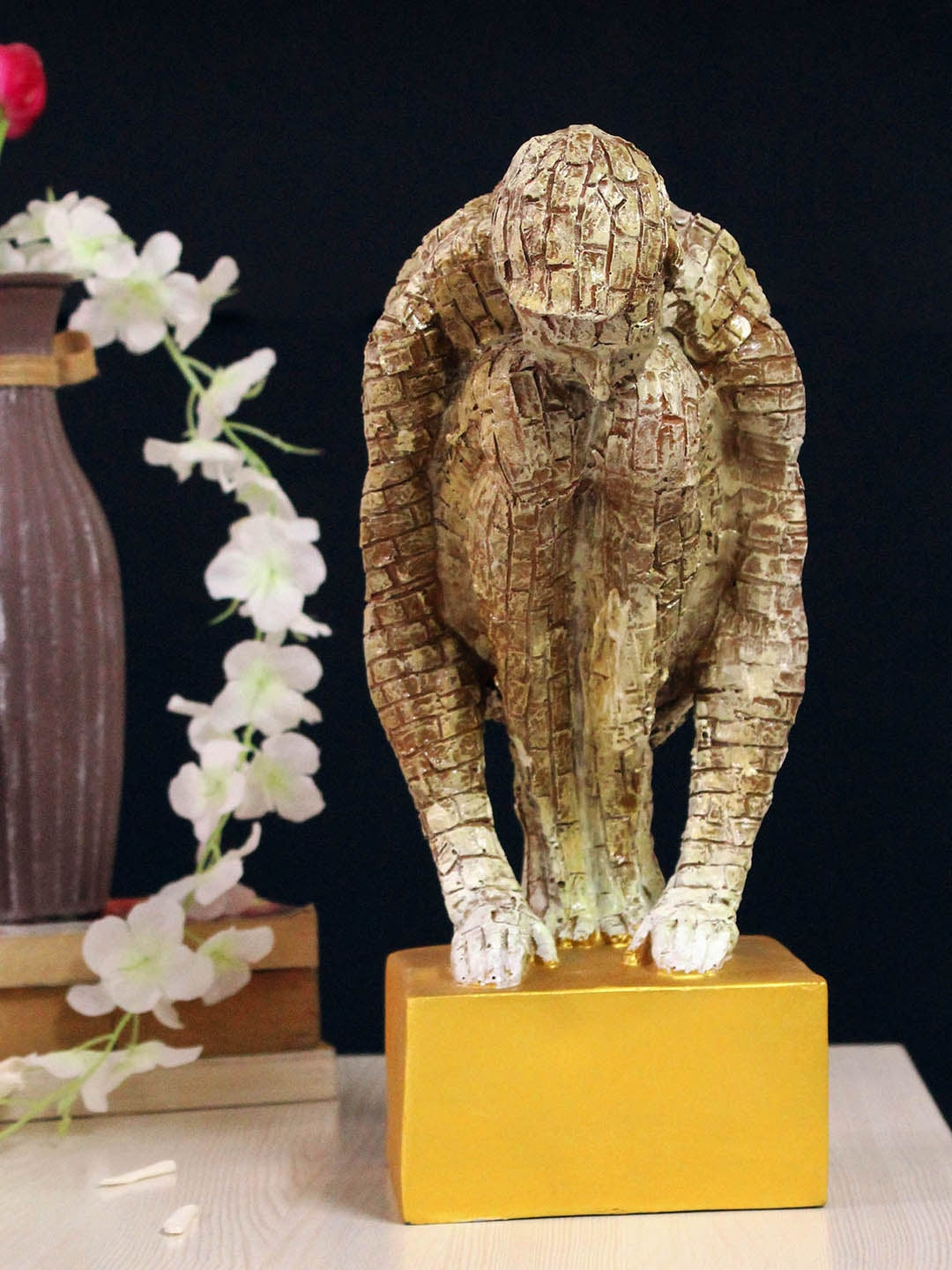 Beige Thinking Man Idol Statue Decorative