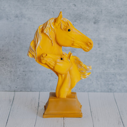 Horse Couple Bust Table Figurine (Red)