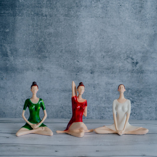 Tricolor Yoga Lady - Set of 3