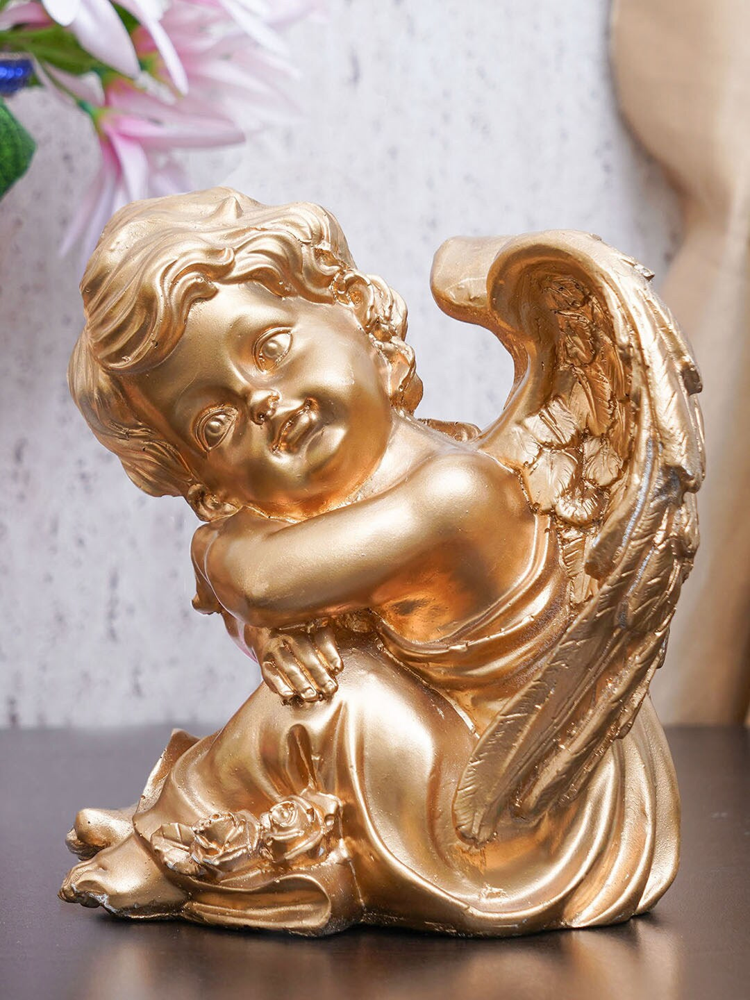 Gold-Toned Angel Idol Polyresin Showpiece