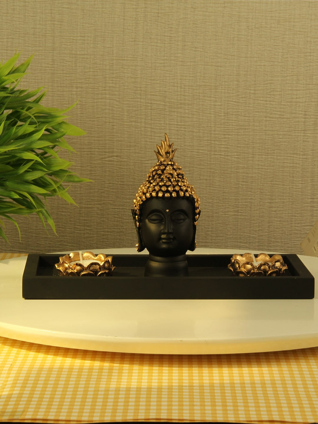 Gold-Toned and Black Buddha Showpiece