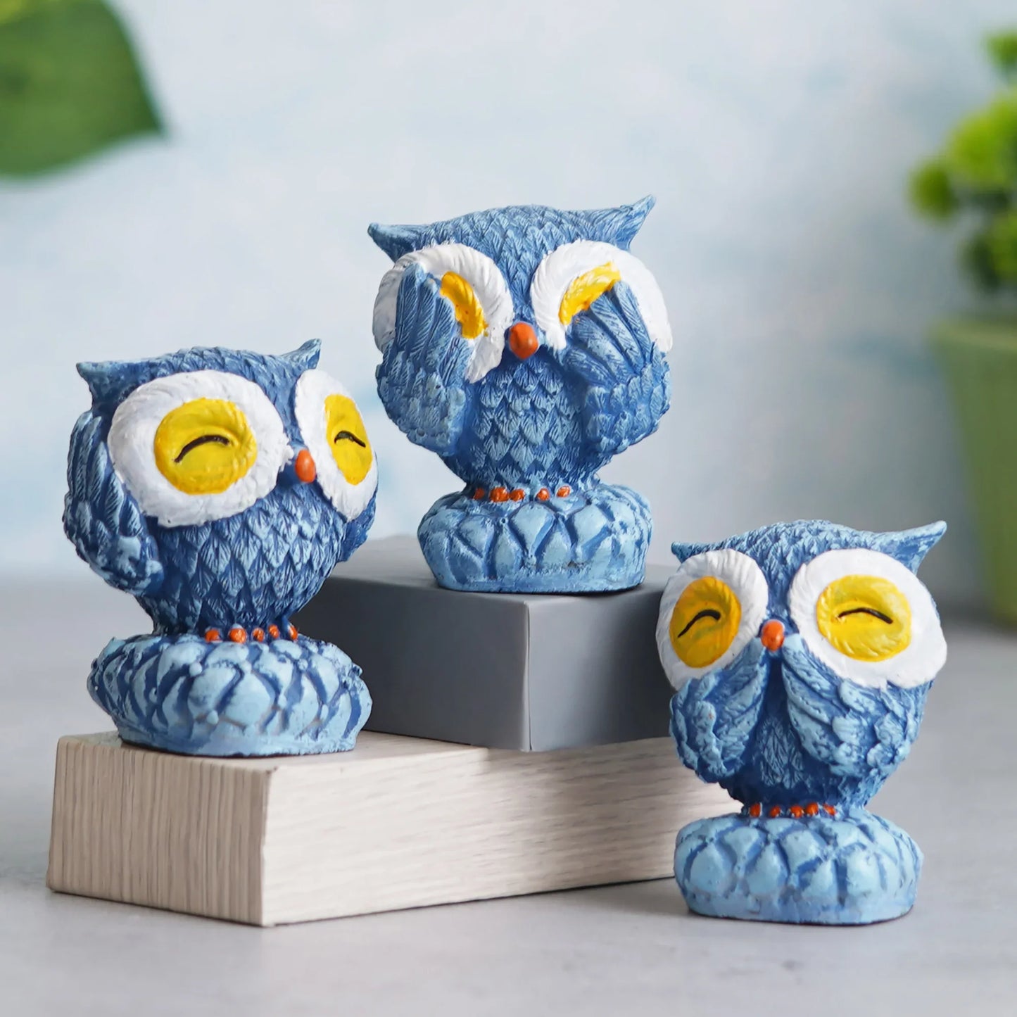 Set of 3 Owl Showpieces for Home Decor