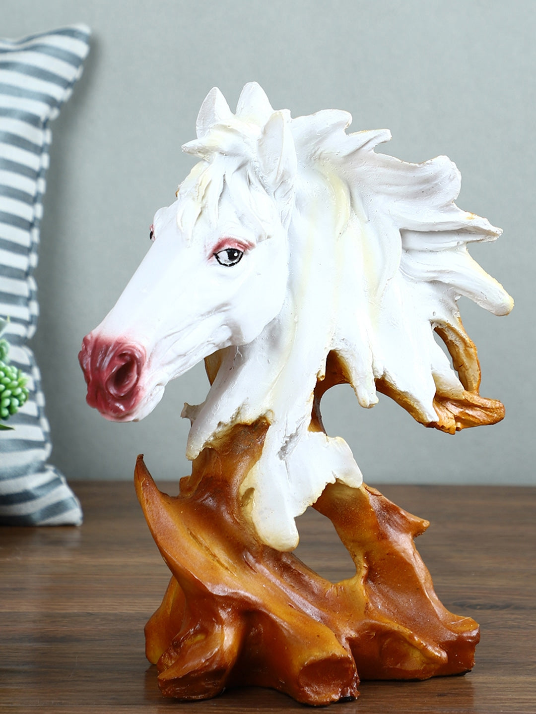 White & Brown Colourblocked Horse Statue