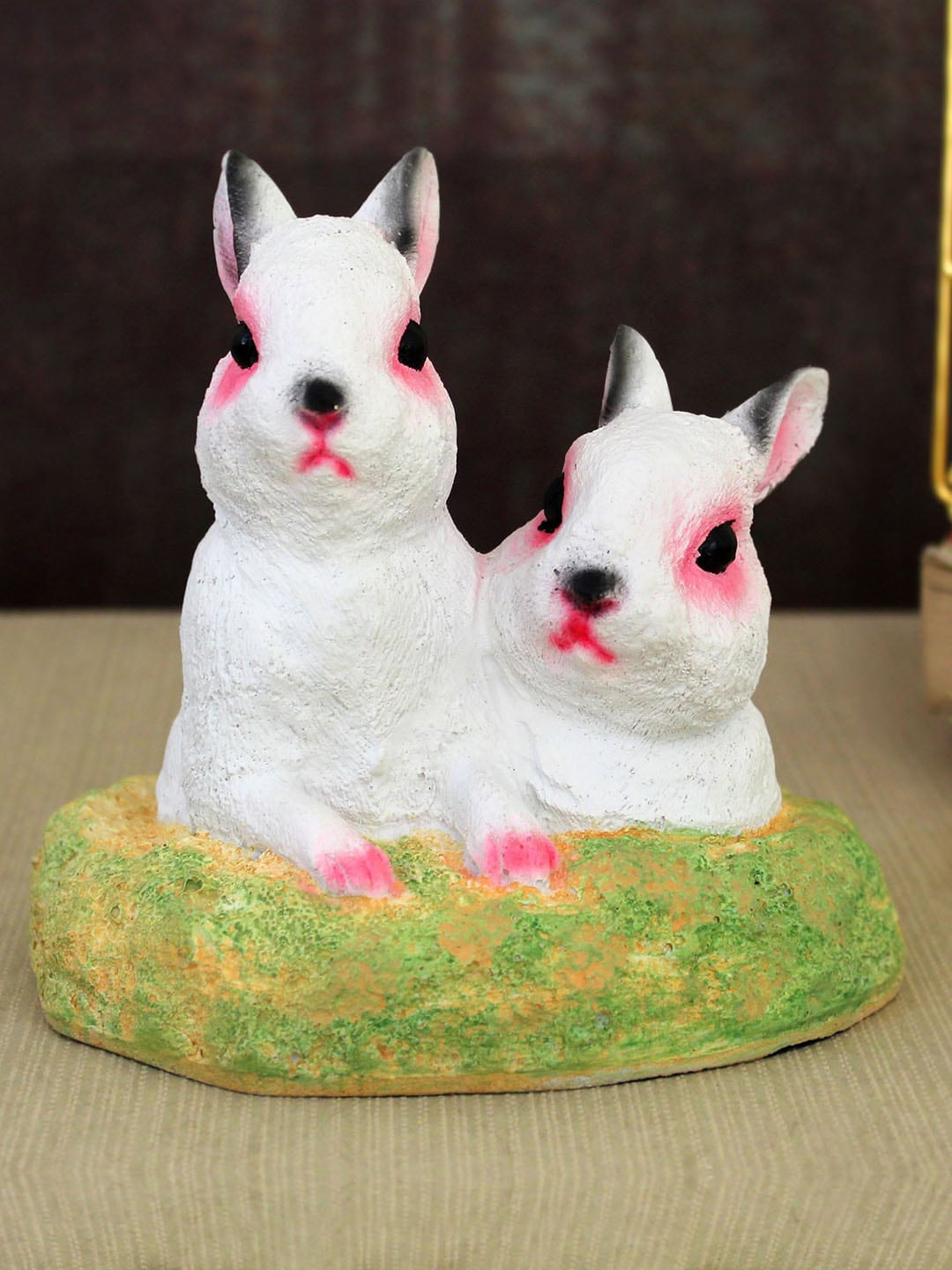 White & Green Rabbit Statue