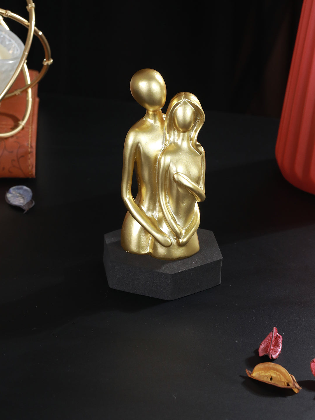 Gold-Toned Love Couple Figurine Showpiece