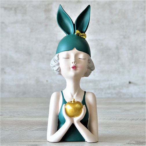 The Girl holding apple : Teal